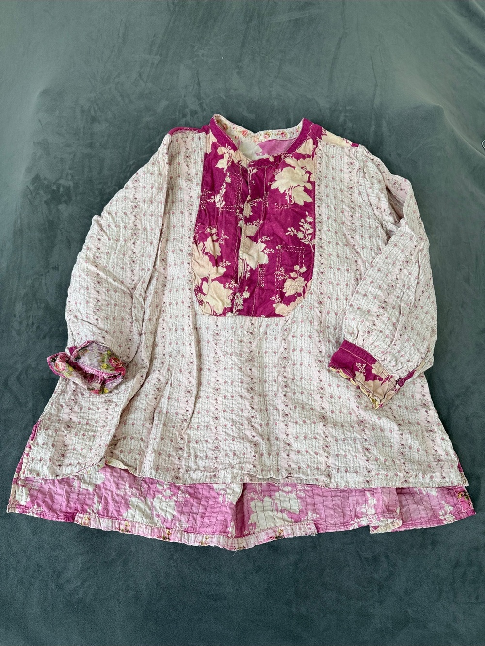 Magnolia Pearl Quilted Floral Patchwork sweatshirt/Tunic - Double sided!